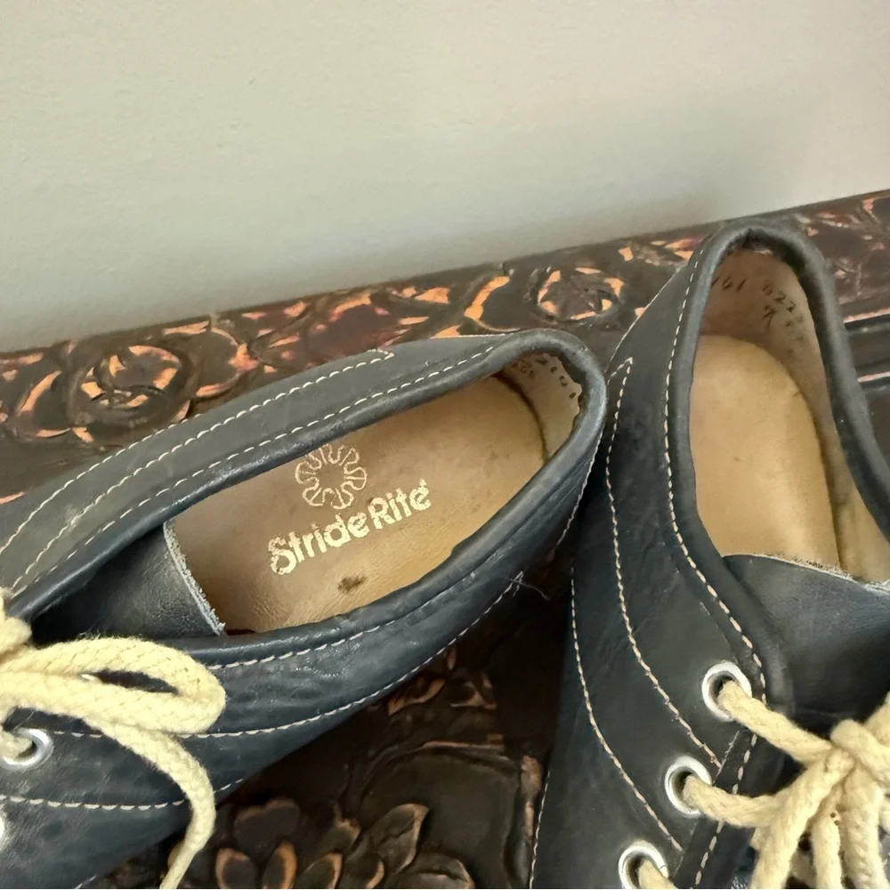 Vintage Stride Rite Stitched Leather Mini Wedge Sneakers